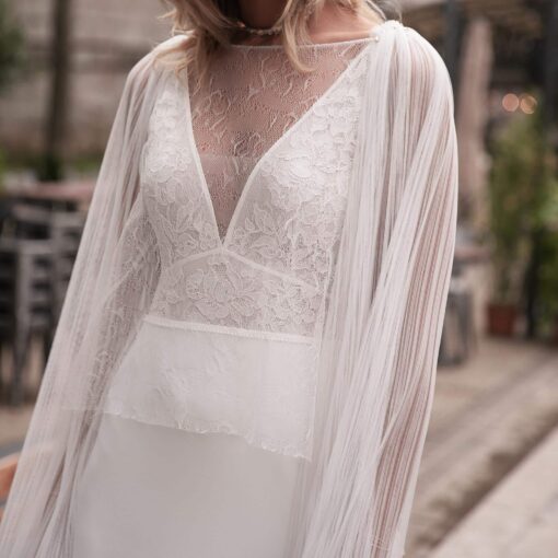 Blouse gilet pour robe de mariée HANS en tulle plissé