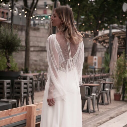 Blouse pour robe de mariée HANS en tulle plissé et résille