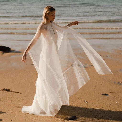 JACK Maxi-cape de mariée en tulle plissé