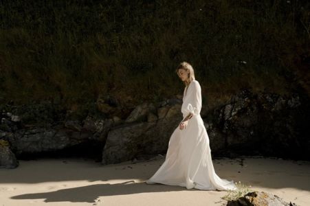 I DO Robe de mariée en 2 parties avec jupe longue et blouse en mousseline de soie