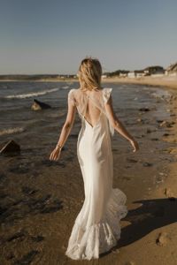 I LOVE YOU Robe de mariée longue romantique bohème fines bretelles