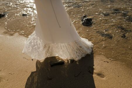 I LOVE YOU Robe de mariée simple jupon volanté en organza dévoré