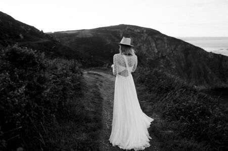 I MISS YOU Robe de mariée en dentelle de Calais manches 3/4