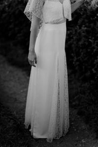 ICY Robe de mariée fluide en dentelle de Calais