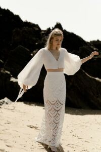 IMPRESS ME Ensemble Robe de mariée simple moderne jupe blouse
