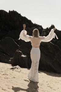 IMPRESS ME Ensemble jupe dentelle et blouse pour robe de mariée 2 pièces