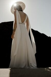 Jalouse Robe de mariée de créatrice longue simple