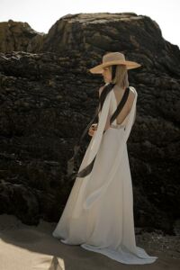 JALOUSE Robe de mariée boho longue décolleté dos pans épaules