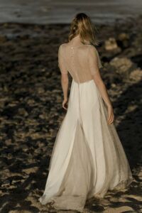 Jewellery Robe de mariée manches courtes bohème simple dos ouvert dentelle