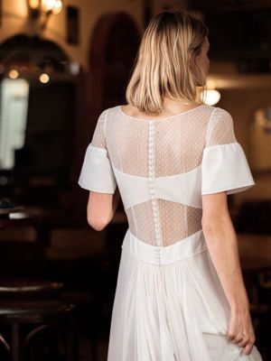 ICE DREAM Robe de mariée romantique dos dentelle transparent
