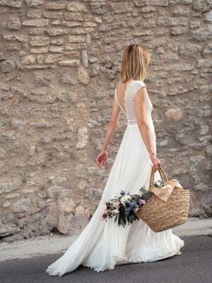 INTIME Robe de mariée romantique champêtre longue