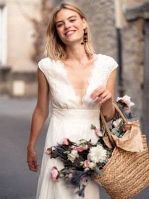 INTIME Robe de mariée bohème sans manches