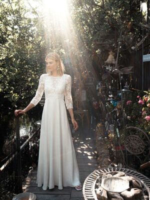 Isidaura Robe de mariée manches longues boho romantique