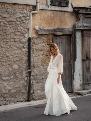 JAMMY Robe de mariée longue bohème romantique