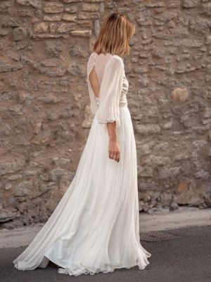 JAMMY Robe de mariée bohème en mousseline de soie