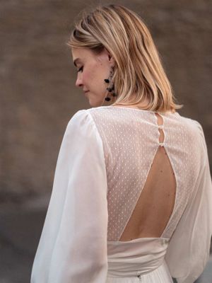 JAMMY Robe de mariée boho fluide dentelle dos