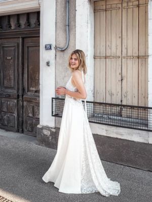 JOUR J Robe de mariée bohème champêtre sans manches