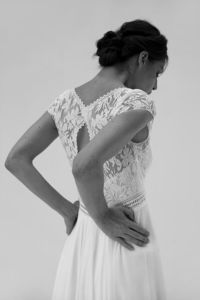 HONEY Robe de mariée romantique en dentelle de Calais et guipure