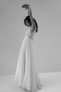 HOPE Robe de mariée de créatrice longue fluide en dentelle